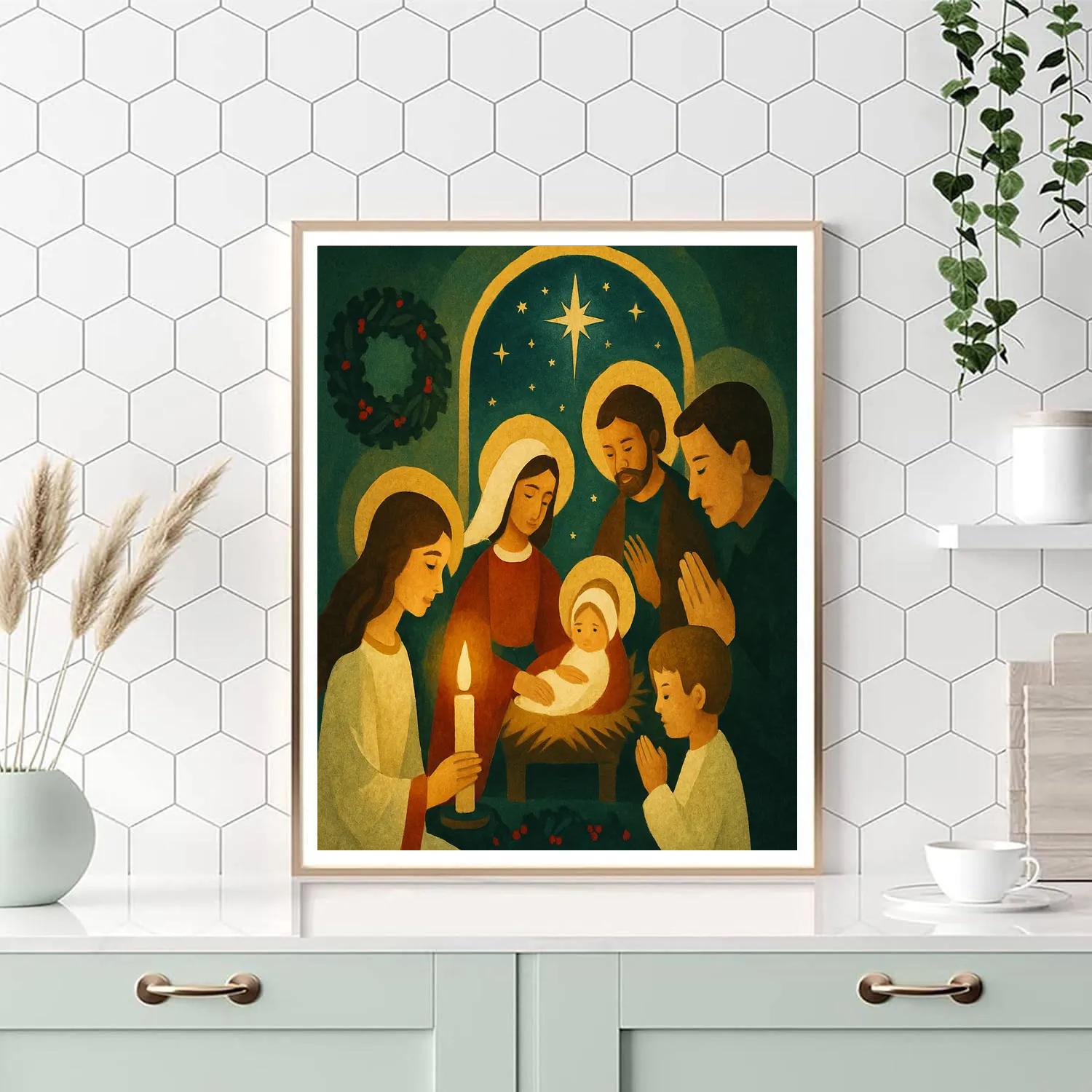 Starry Nativity Window paint by number