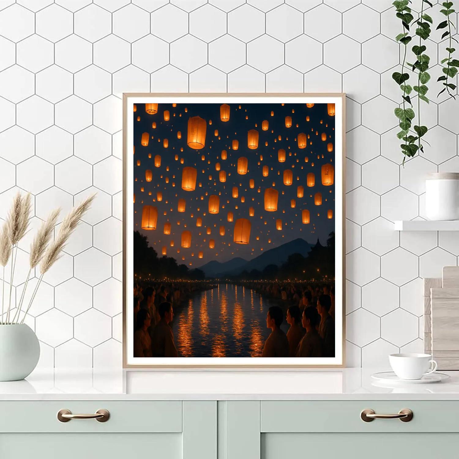 Lantern Festival River Release In Taiwan DIY paint by numbers