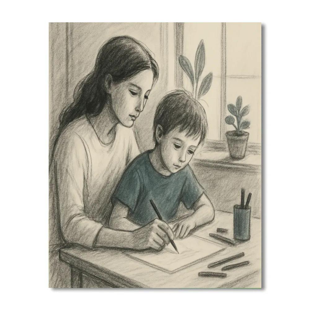 Quiet Sketching Lesson painting number kit