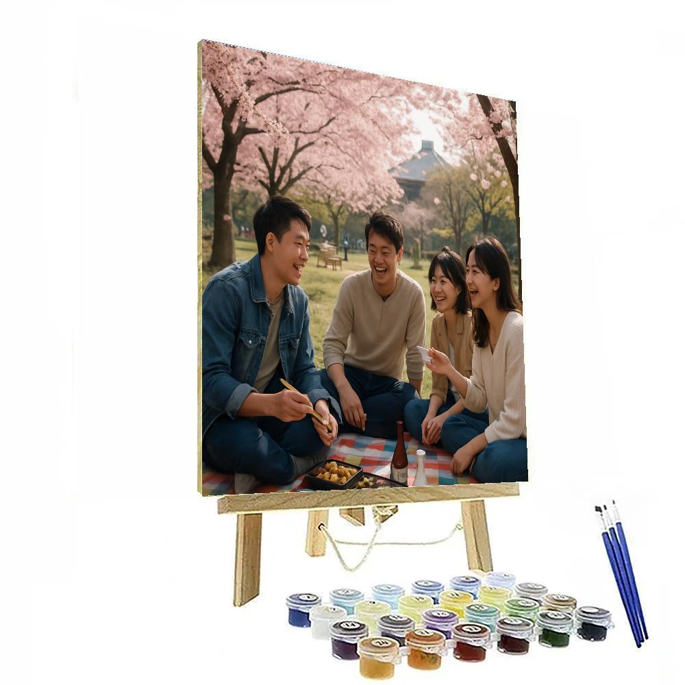 Cherry Blossom Festival Hanami Picnic In Japan painting number kit