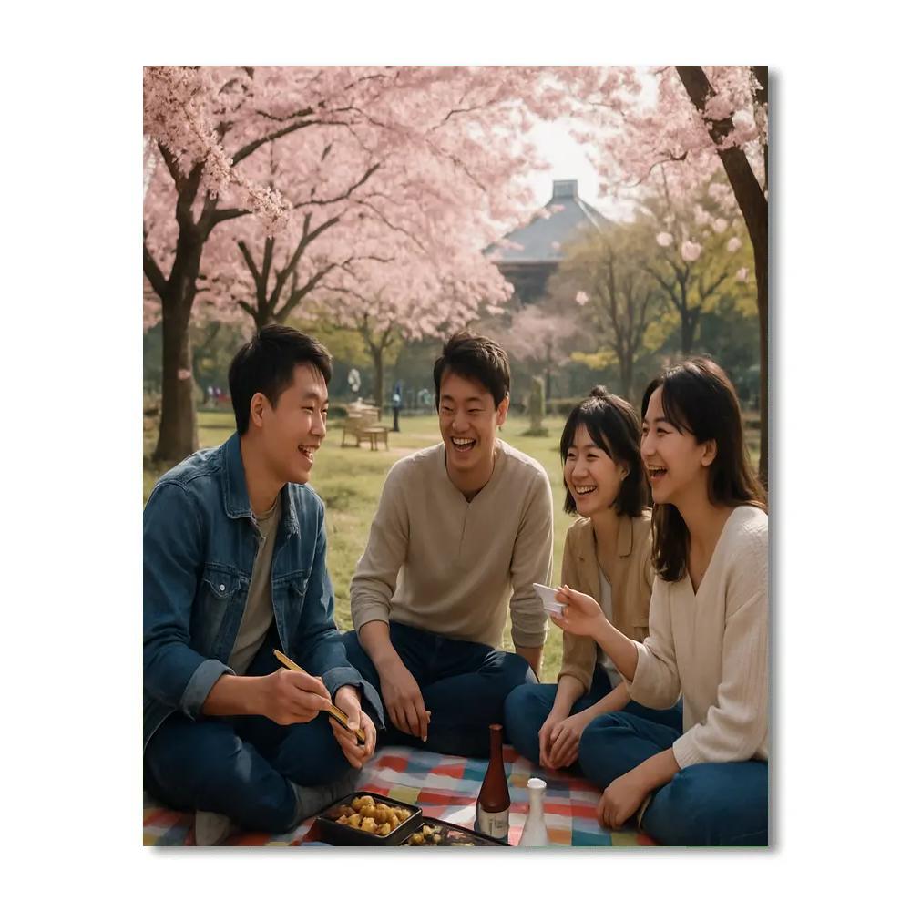 Cherry Blossom Festival Hanami Picnic In Japan painting number kit