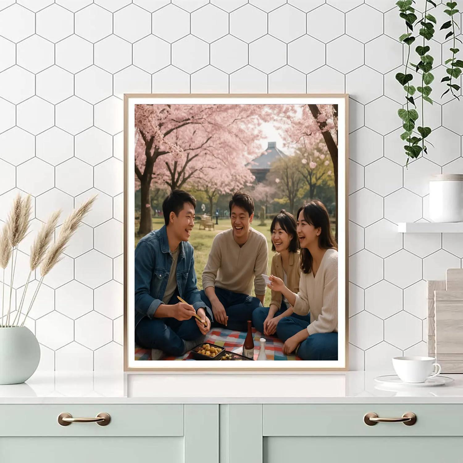 Cherry Blossom Festival Hanami Picnic In Japan painting number kit