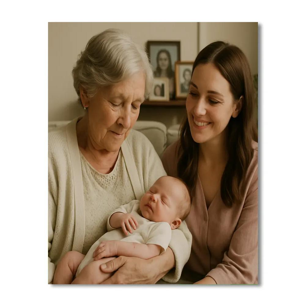 Grandmother And Newborn Generations Number painting