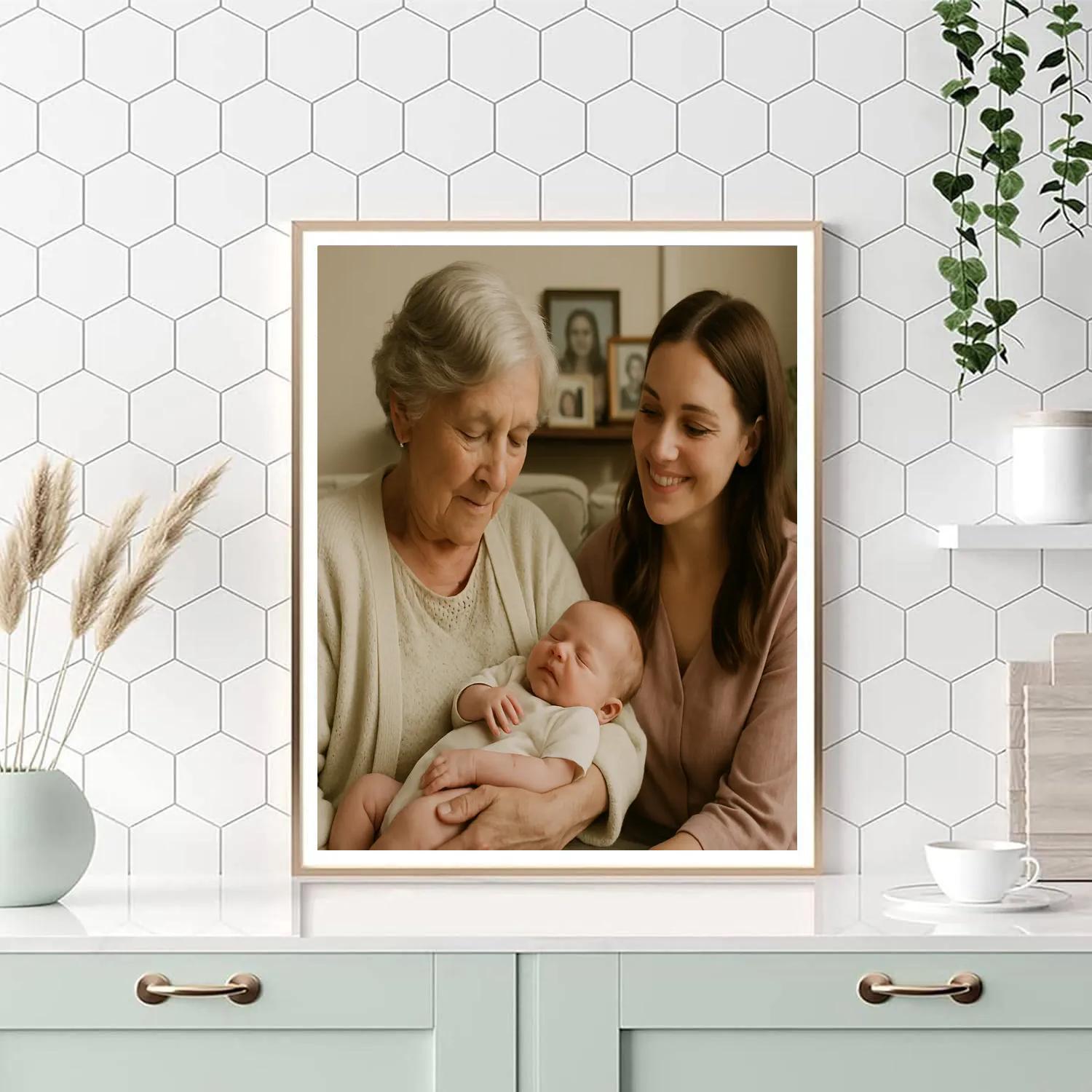 Grandmother And Newborn Generations Number painting