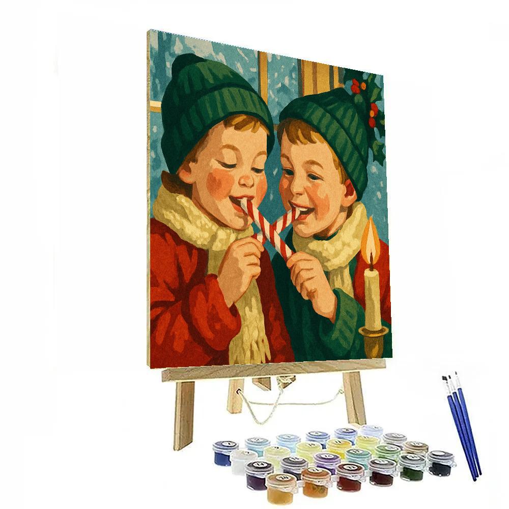 Candy Cane Kisses paint by number