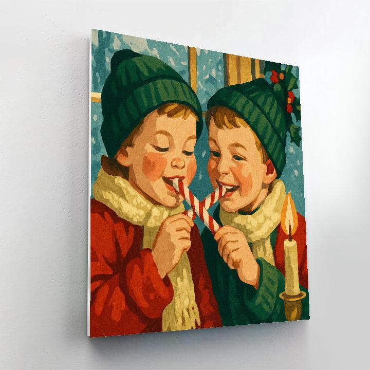 Candy Cane Kisses paint by number