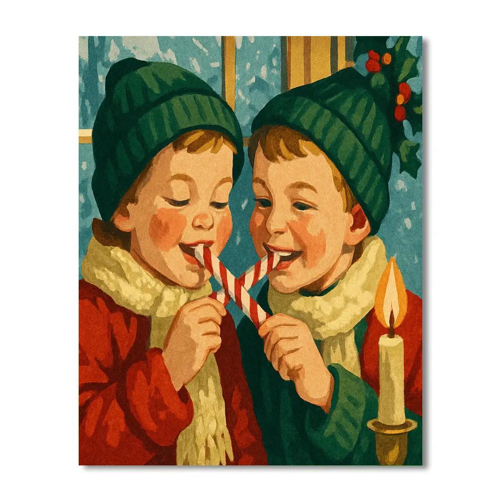 Candy Cane Kisses paint by number