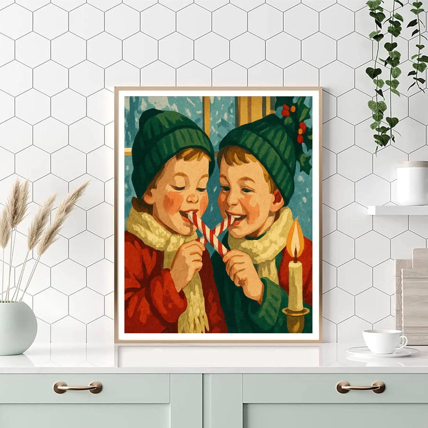 Candy Cane Kisses paint by number