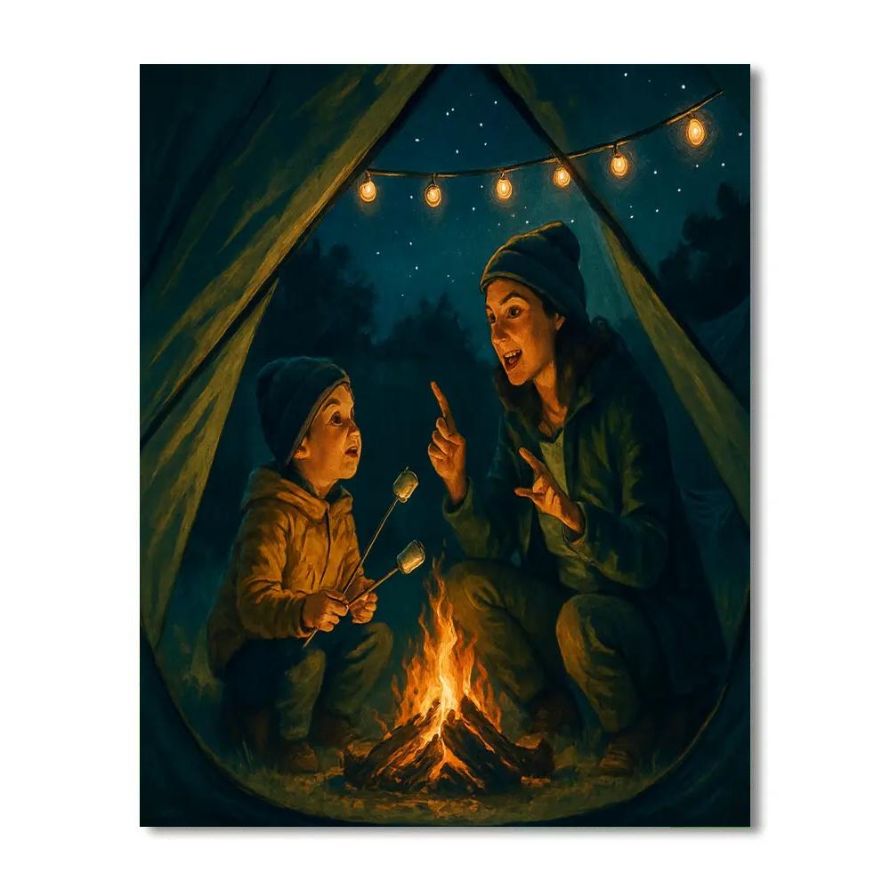 Backyard Camping Night paint by numbers
