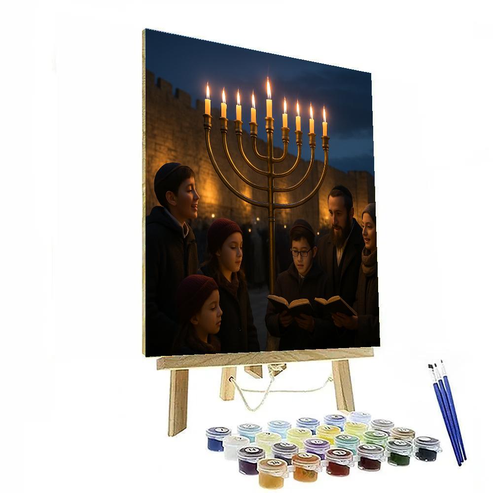 Hanukkah Candle Lighting Ceremony In Jerusalem paint by numbers