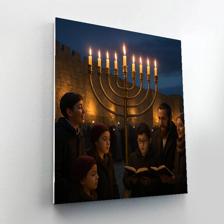 Hanukkah Candle Lighting Ceremony In Jerusalem paint by numbers
