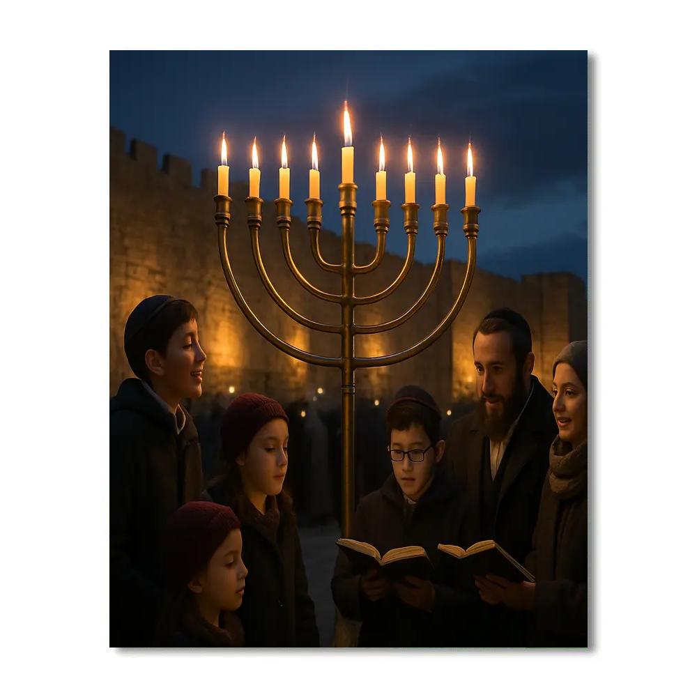 Hanukkah Candle Lighting Ceremony In Jerusalem paint by numbers