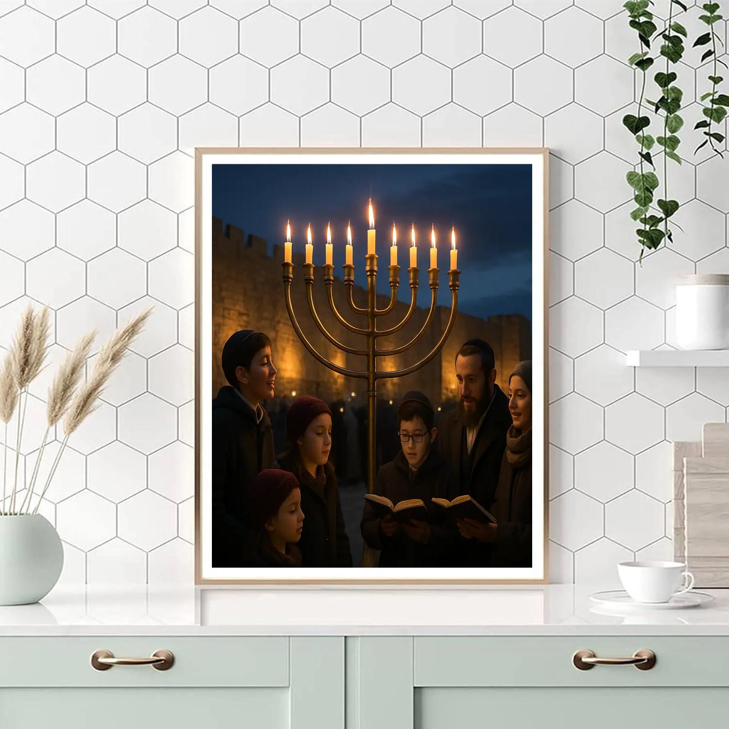 Hanukkah Candle Lighting Ceremony In Jerusalem paint by numbers