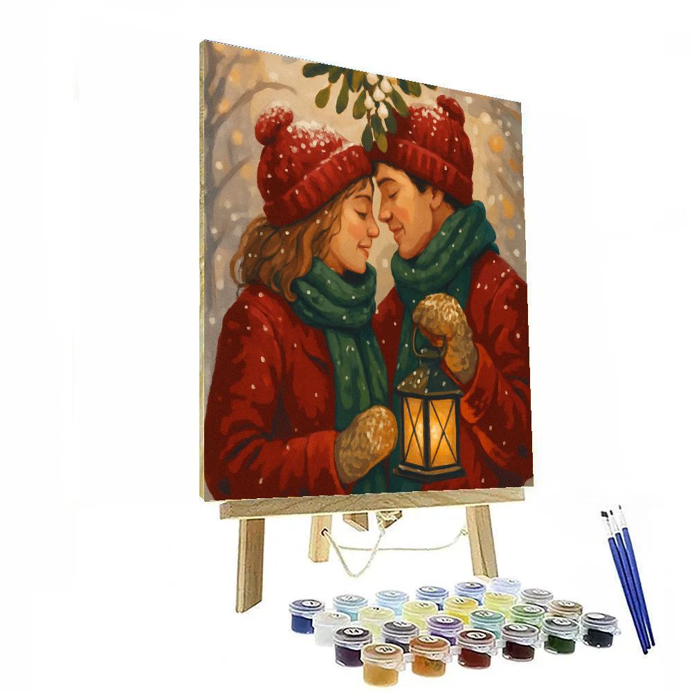 Frosted Mistletoe Moment paint by numbers