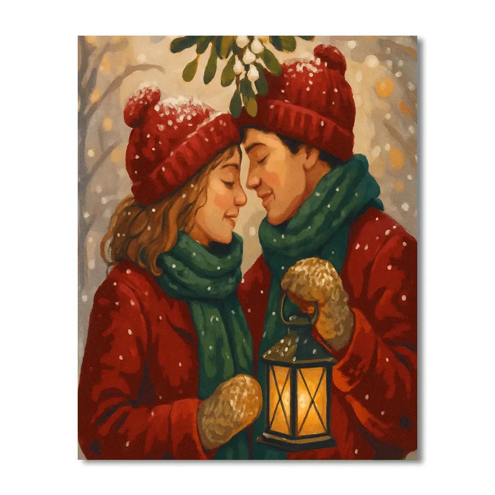 Frosted Mistletoe Moment paint by numbers