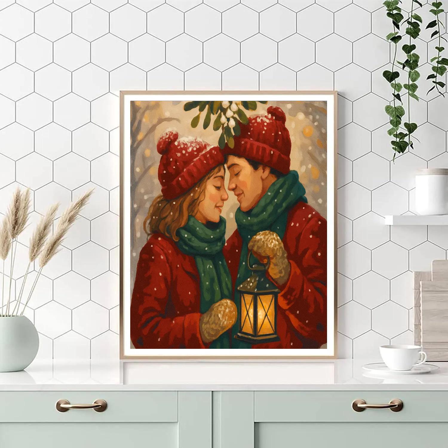Frosted Mistletoe Moment paint by numbers