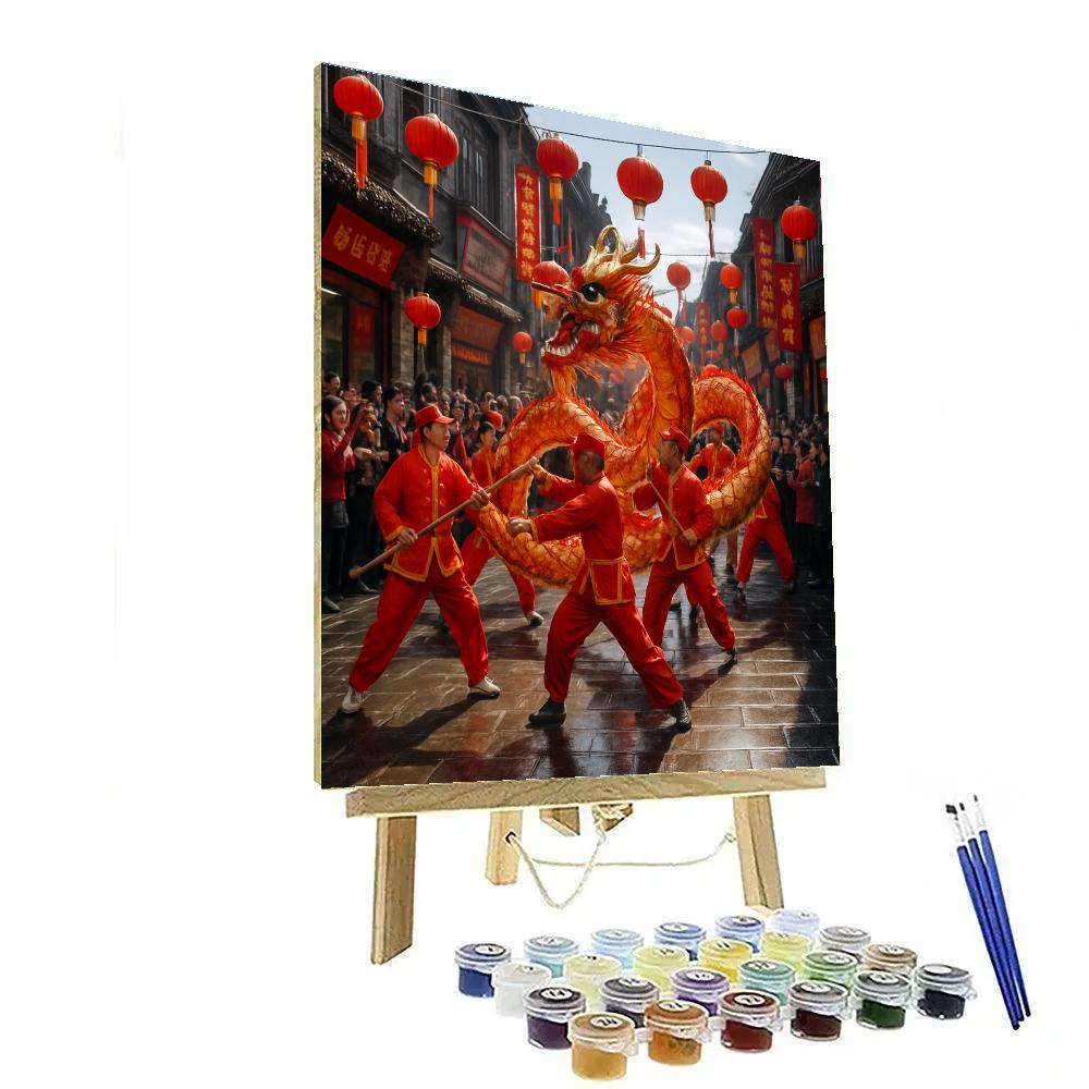 Chinese New Year Dragon Dance In Beijing Numbered painting kits