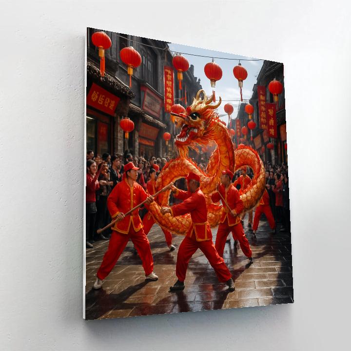 Chinese New Year Dragon Dance In Beijing Numbered painting kits