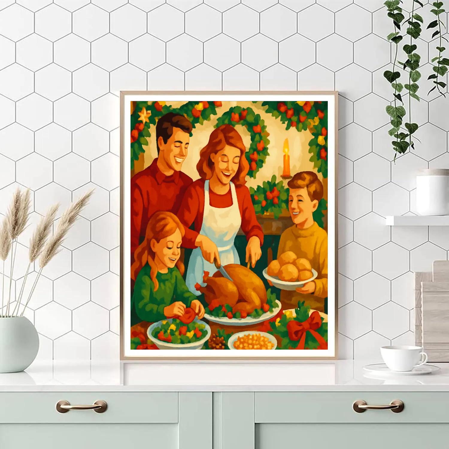 Festooned Family Feast paint by color