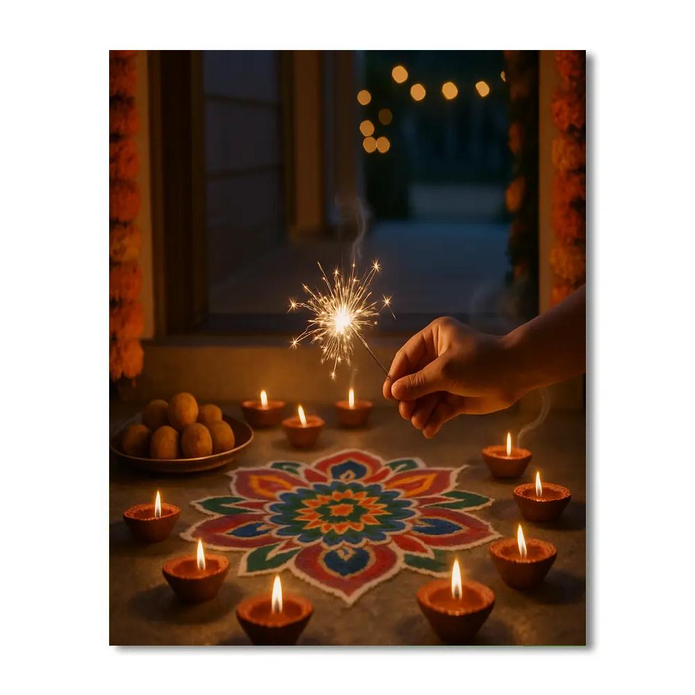 Diwali Diyas At Home painting number kit