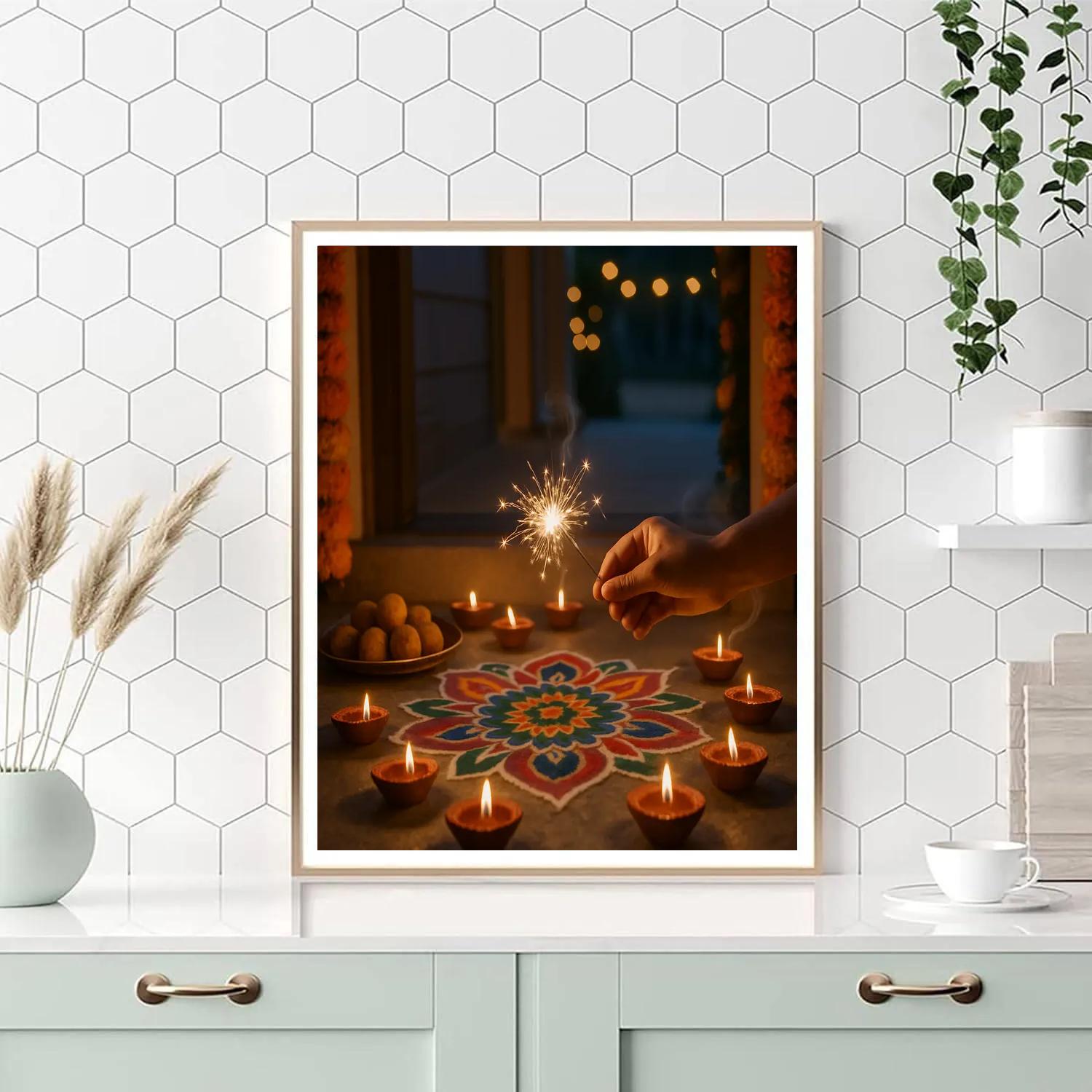 Diwali Diyas At Home painting number kit