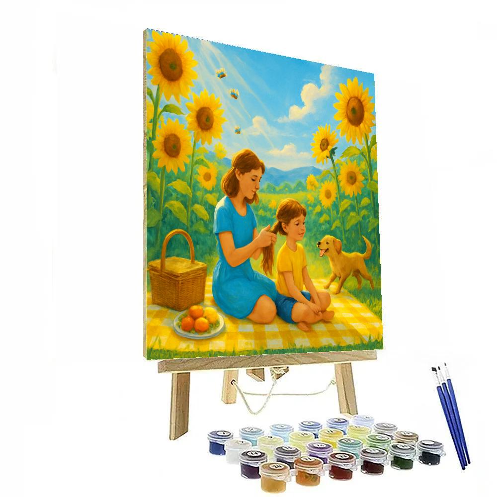 Picnic In The Sunflower Field Paint by numbers art