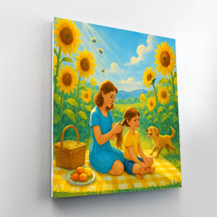 Picnic In The Sunflower Field Paint by numbers art