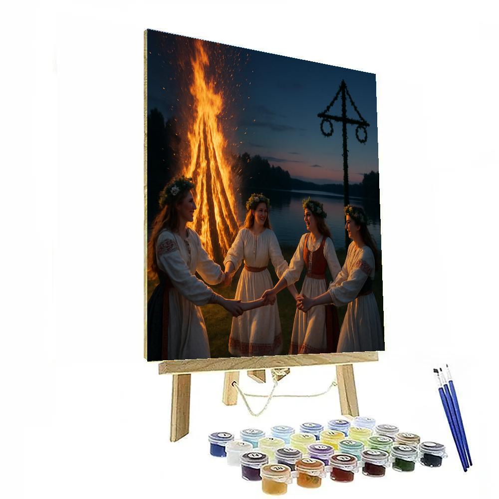 Midsummer Luciancircle Bonfire Painting by numbers kit