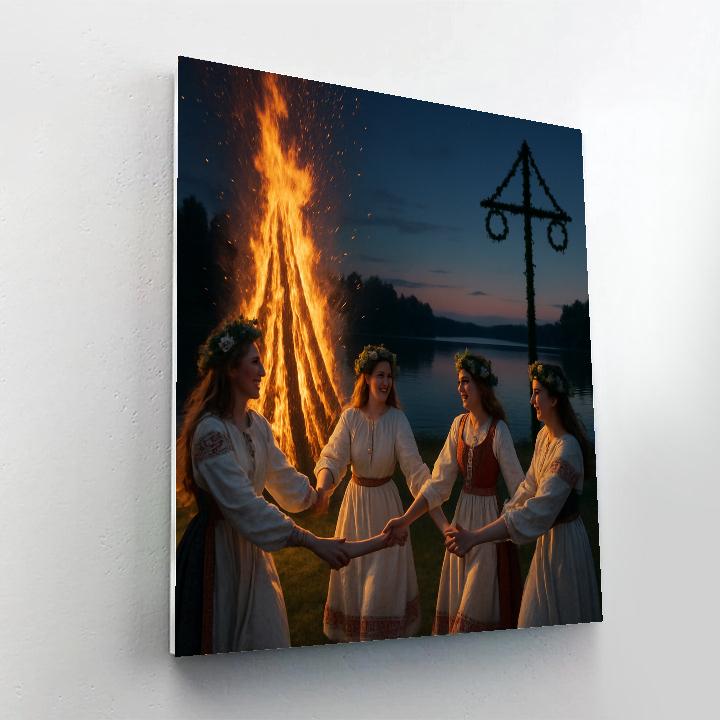 Midsummer Luciancircle Bonfire Painting by numbers kit