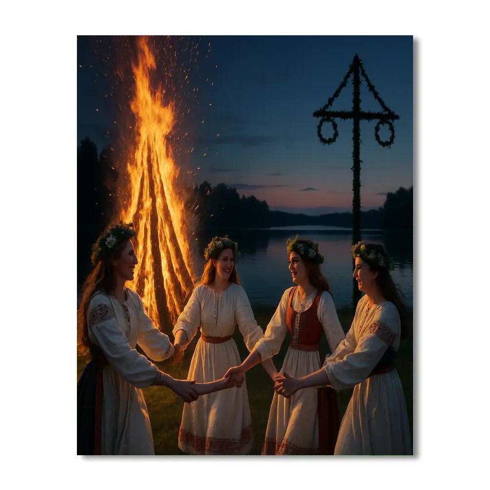 Midsummer Luciancircle Bonfire Painting by numbers kit