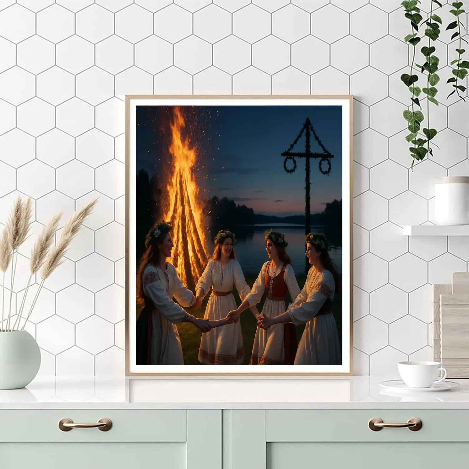 Midsummer Luciancircle Bonfire Painting by numbers kit