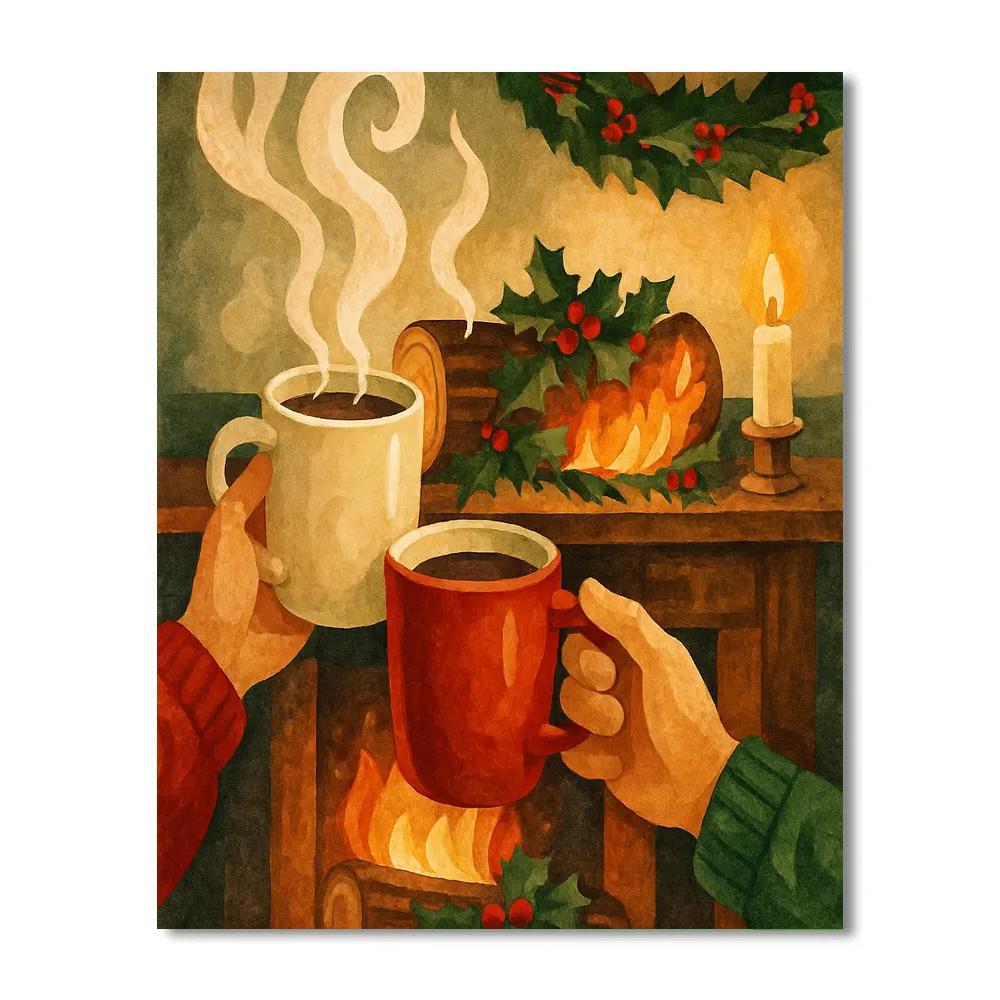 Yule Log Toast Number painting