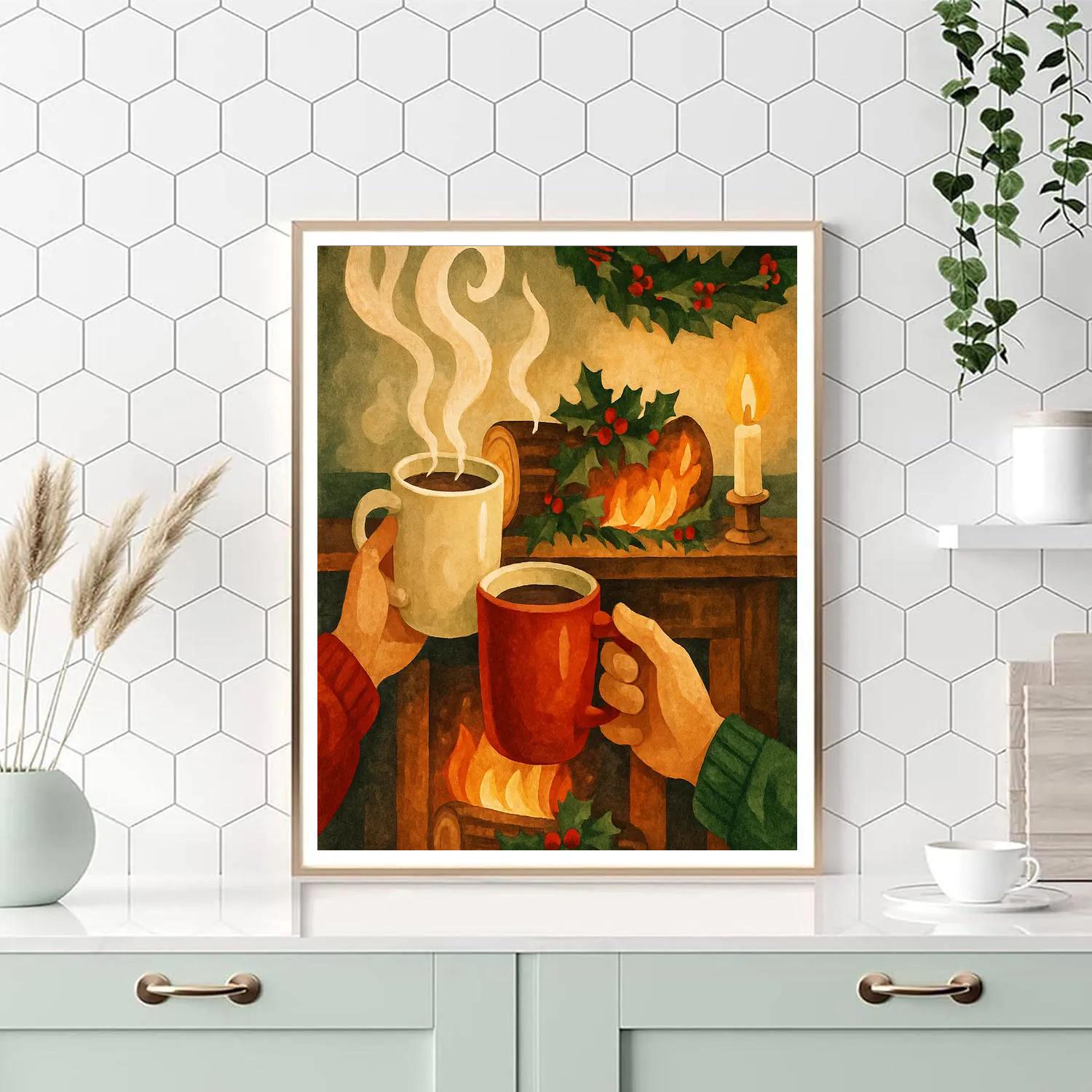 Yule Log Toast Number painting
