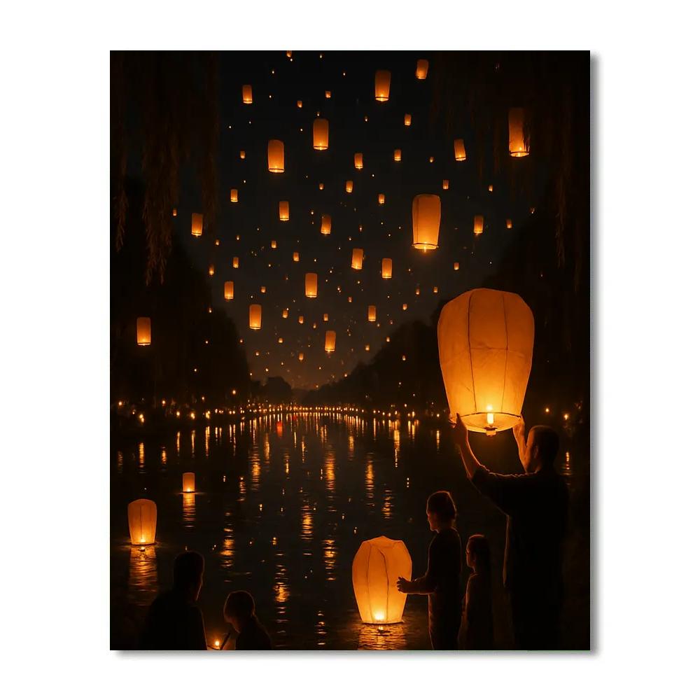 Lantern Festival Sky Release DIY paint by numbers