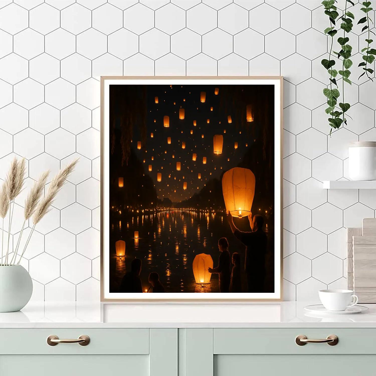 Lantern Festival Sky Release DIY paint by numbers