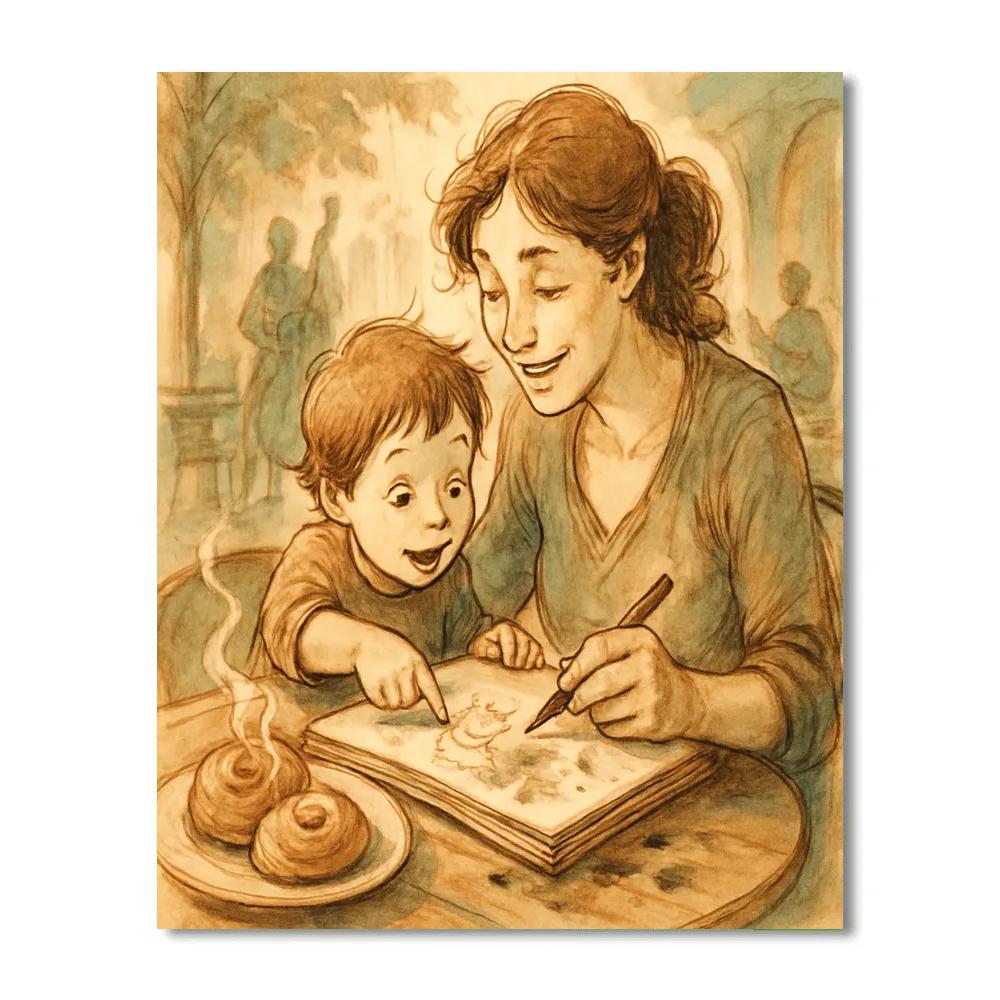 Sketching Memories At A Cafe Table Paint by numbers kits