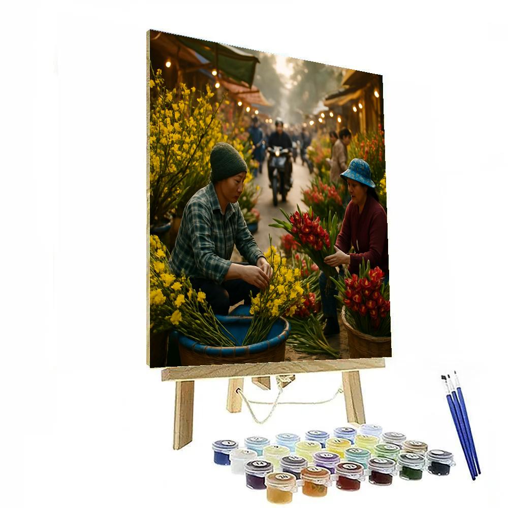 Tet Flower Market Morning paint by numbers