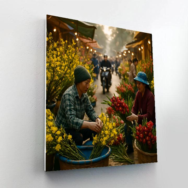 Tet Flower Market Morning paint by numbers