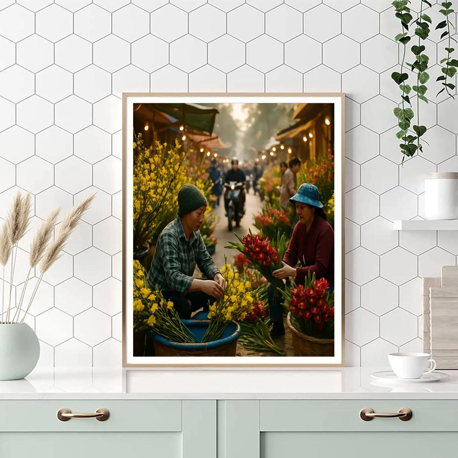 Tet Flower Market Morning paint by numbers