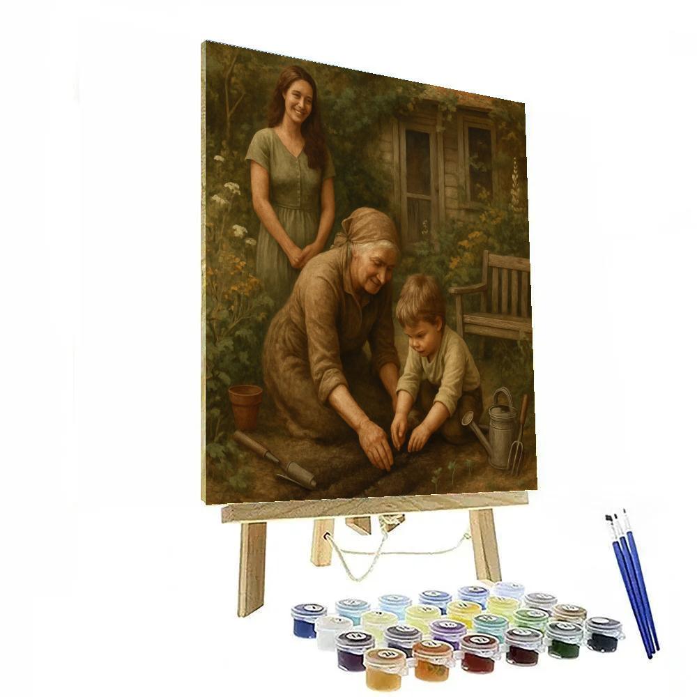 Grandmother And Grandchild Garden Lessons Numbered painting kits