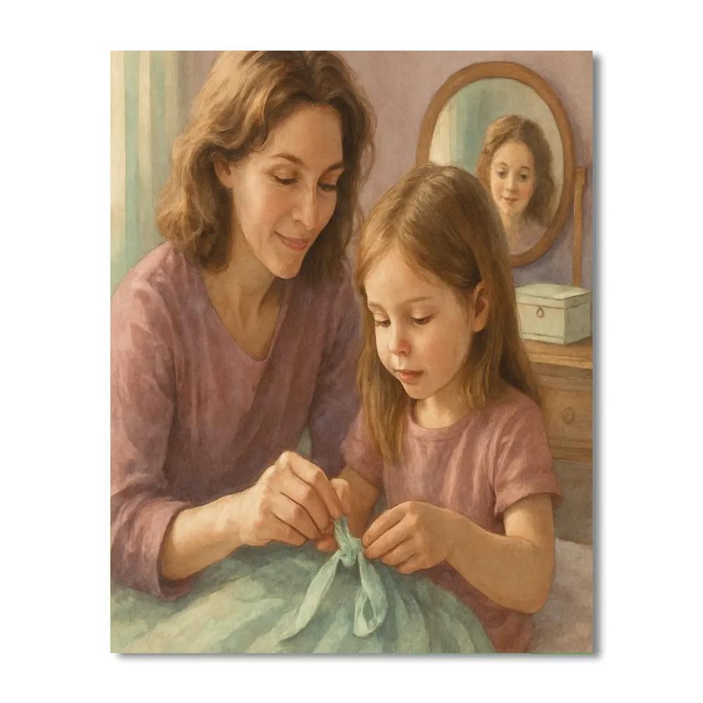 Teaching To Tie A Bow Number painting