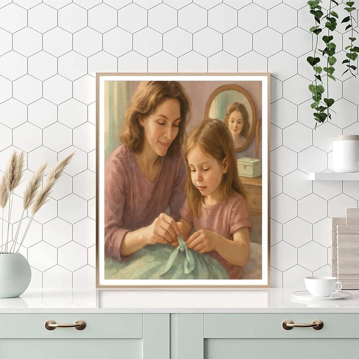 Teaching To Tie A Bow Number painting