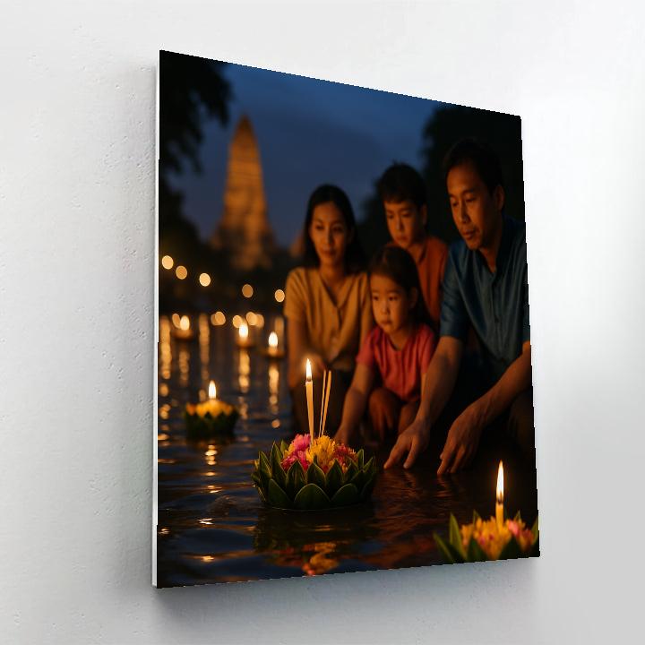 Lantern Boat Parade Thailand Number painting
