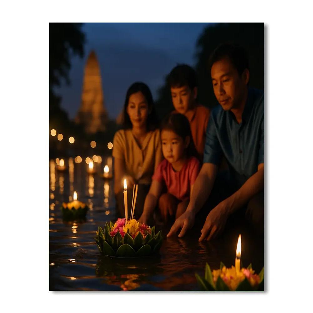Lantern Boat Parade Thailand Number painting