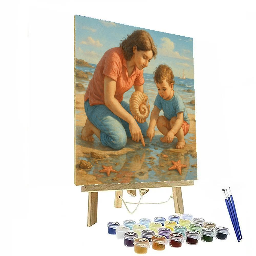 Seaside Shell Collecting Duo paint by number
