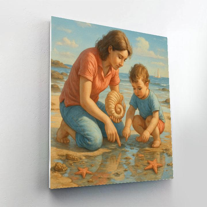 Seaside Shell Collecting Duo paint by number