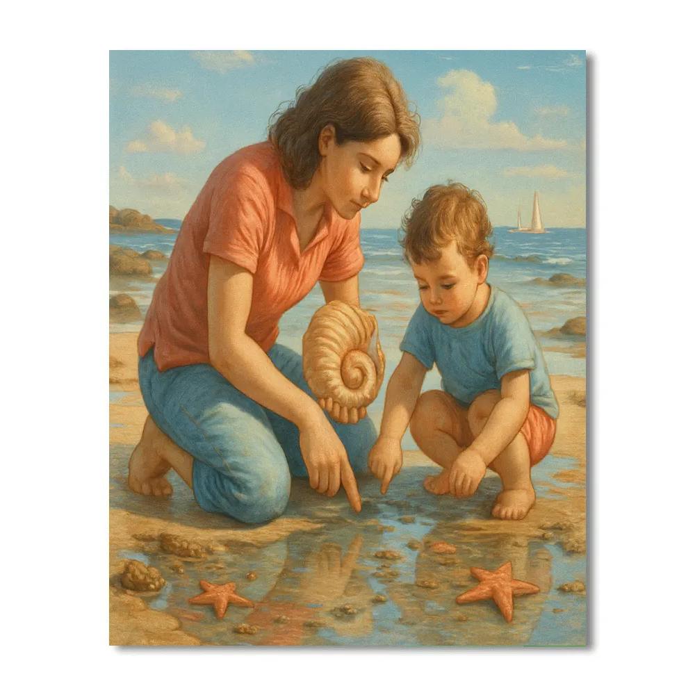 Seaside Shell Collecting Duo paint by number