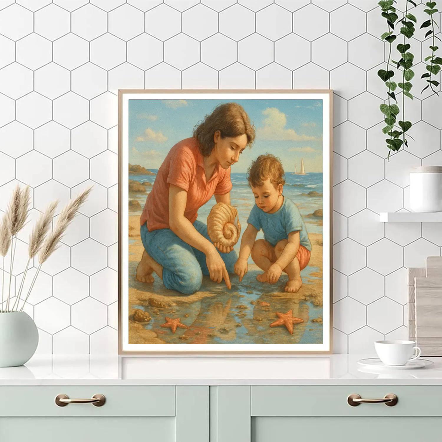 Seaside Shell Collecting Duo paint by number