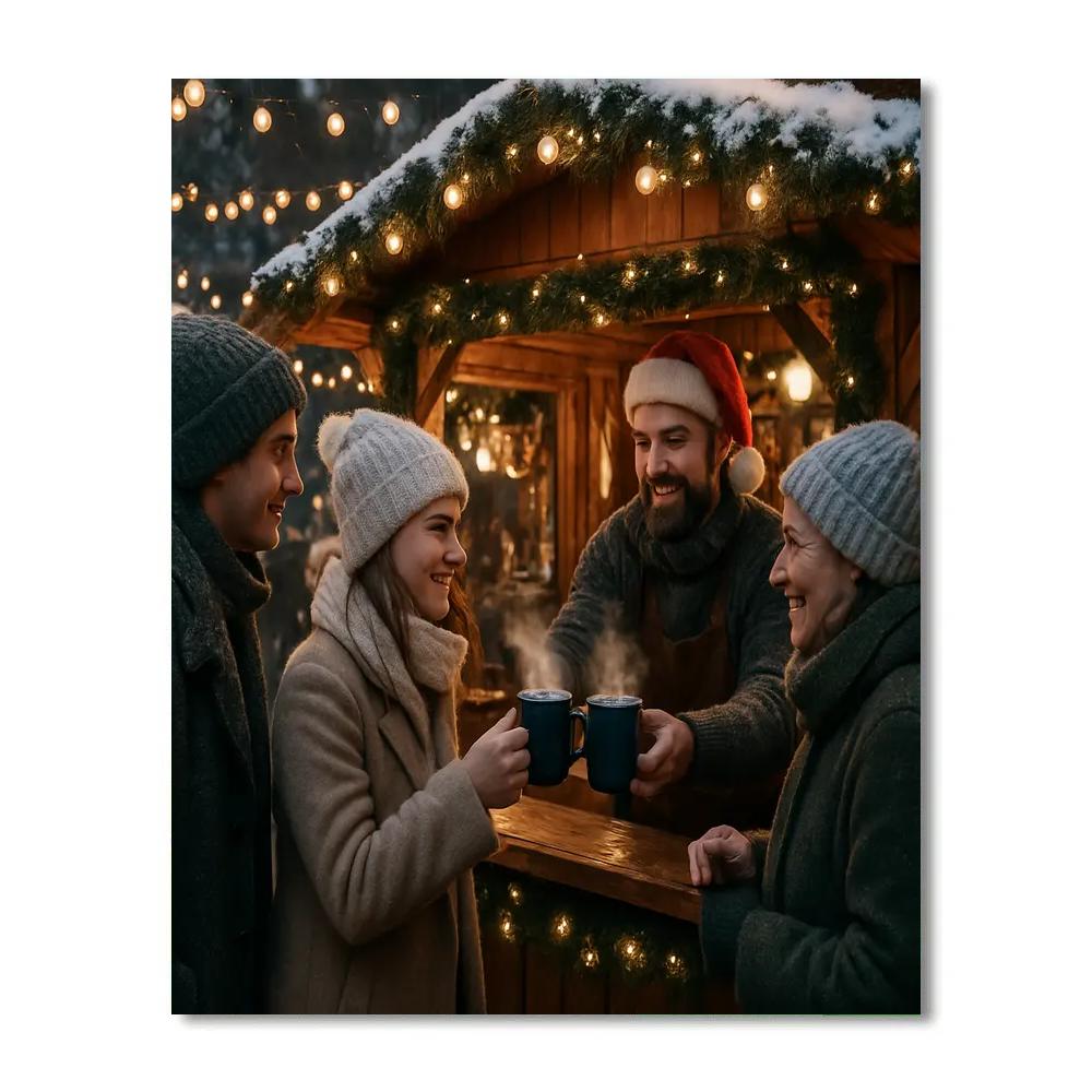 Christmas Market Mulled Wine Stall paint by color