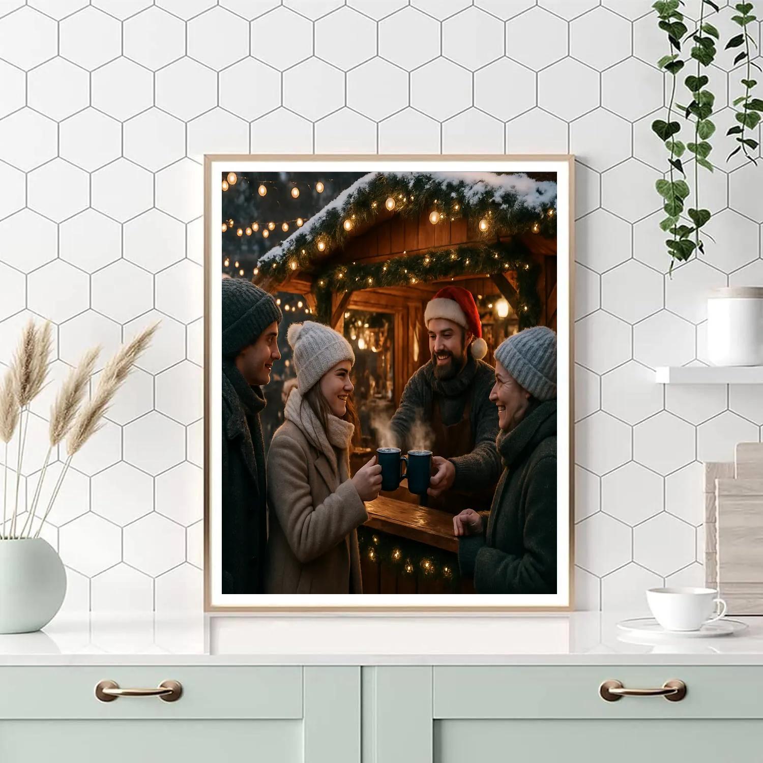 Christmas Market Mulled Wine Stall paint by color